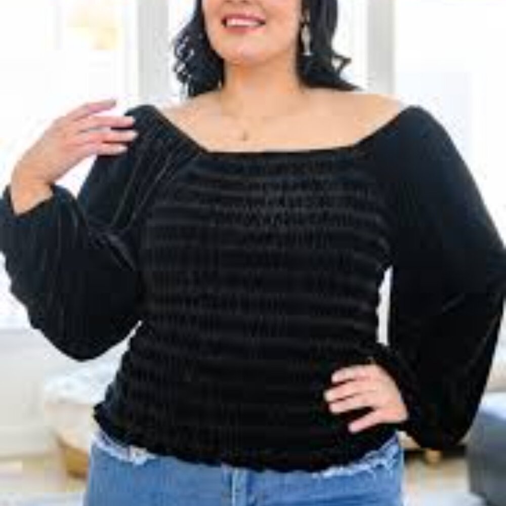 JODIFL Black Velvet Smocked Blouse Gothic whimsical gothic size Plus size 2X New